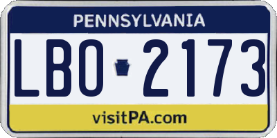 PA license plate LBO2173