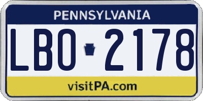 PA license plate LBO2178