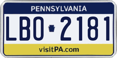 PA license plate LBO2181