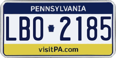PA license plate LBO2185