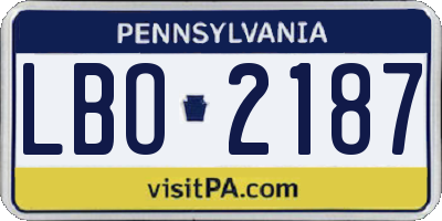 PA license plate LBO2187