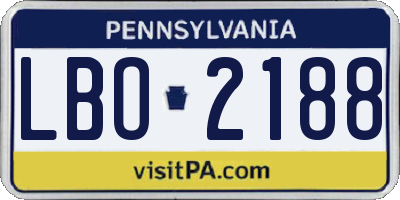 PA license plate LBO2188