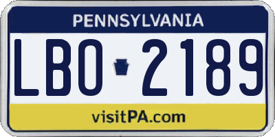PA license plate LBO2189