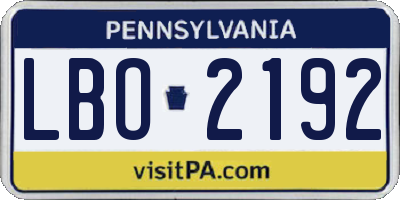 PA license plate LBO2192