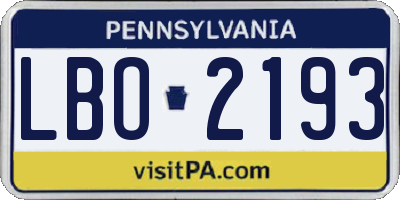 PA license plate LBO2193