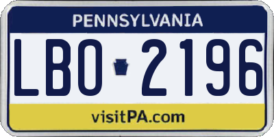 PA license plate LBO2196