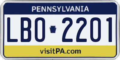 PA license plate LBO2201