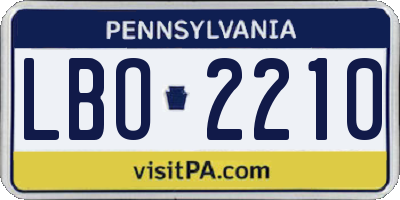 PA license plate LBO2210