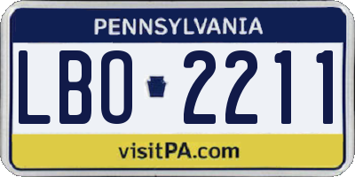 PA license plate LBO2211