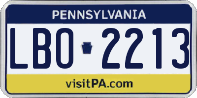 PA license plate LBO2213