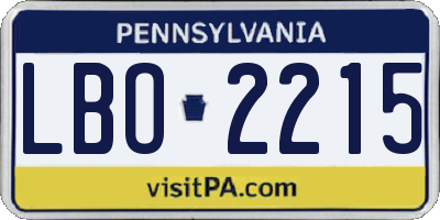 PA license plate LBO2215