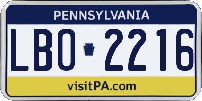 PA license plate LBO2216