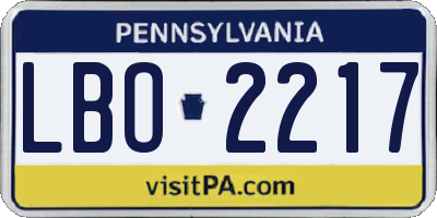 PA license plate LBO2217