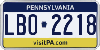 PA license plate LBO2218