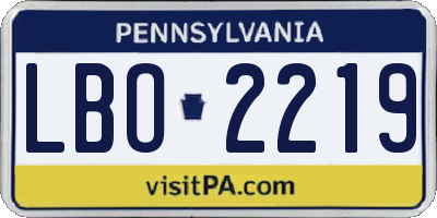 PA license plate LBO2219