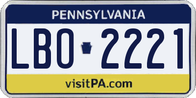 PA license plate LBO2221