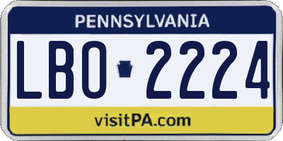 PA license plate LBO2224