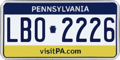 PA license plate LBO2226
