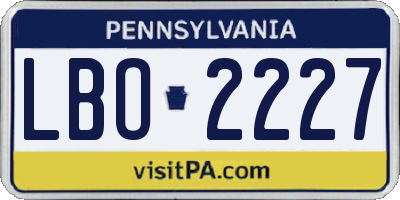 PA license plate LBO2227