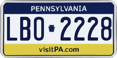 PA license plate LBO2228