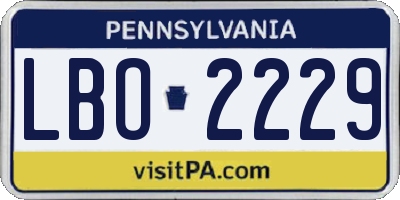 PA license plate LBO2229