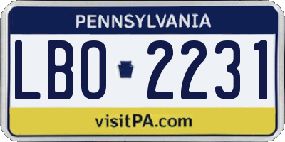 PA license plate LBO2231