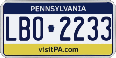 PA license plate LBO2233