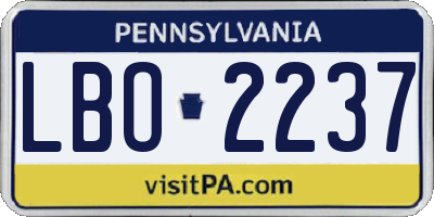 PA license plate LBO2237
