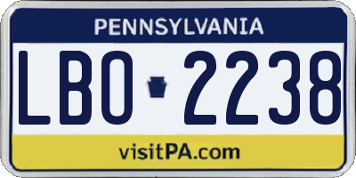 PA license plate LBO2238