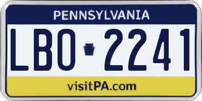 PA license plate LBO2241