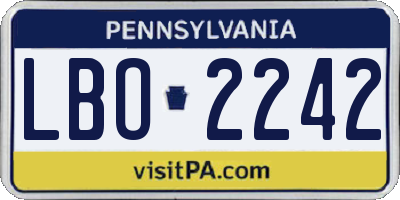 PA license plate LBO2242