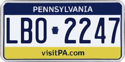 PA license plate LBO2247