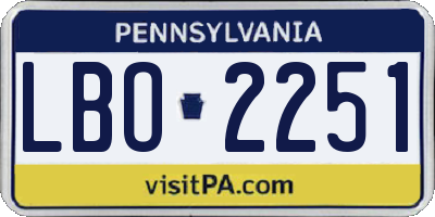 PA license plate LBO2251