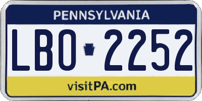PA license plate LBO2252