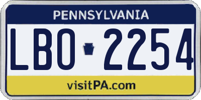 PA license plate LBO2254