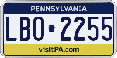 PA license plate LBO2255