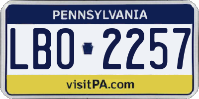 PA license plate LBO2257