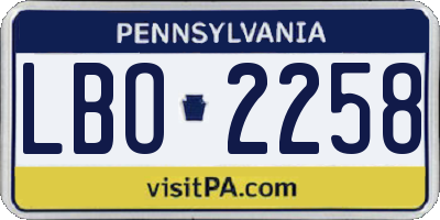 PA license plate LBO2258