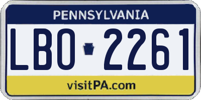 PA license plate LBO2261