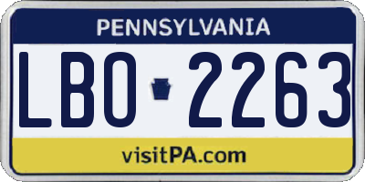 PA license plate LBO2263