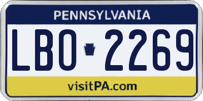 PA license plate LBO2269