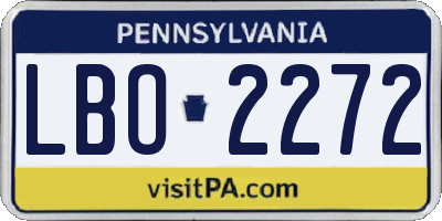 PA license plate LBO2272
