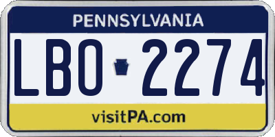 PA license plate LBO2274