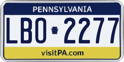 PA license plate LBO2277
