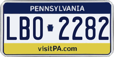 PA license plate LBO2282