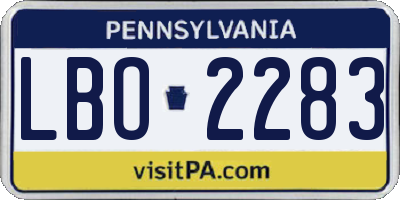 PA license plate LBO2283