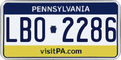 PA license plate LBO2286