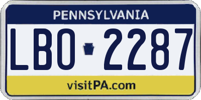 PA license plate LBO2287