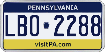 PA license plate LBO2288
