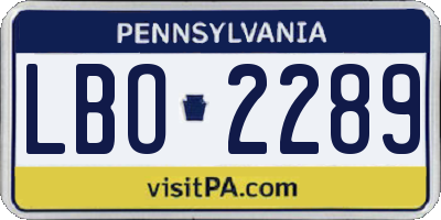 PA license plate LBO2289